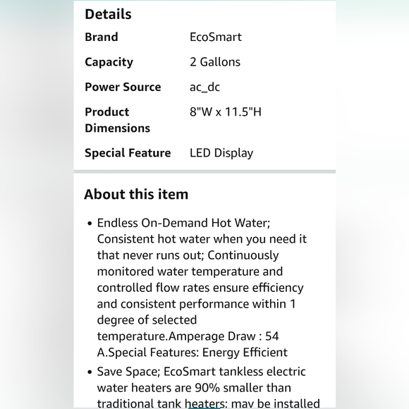 EcoSmart ECO 11 Electric Tankless Water Heater, 13KW, 240 Volts New without box - Picture 9 of 11